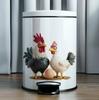 Creative Rooster & Hen Wall Stickers, Playful Trash Bin Decals for Bedroom Living Room Home Decor, Self-Adhesive