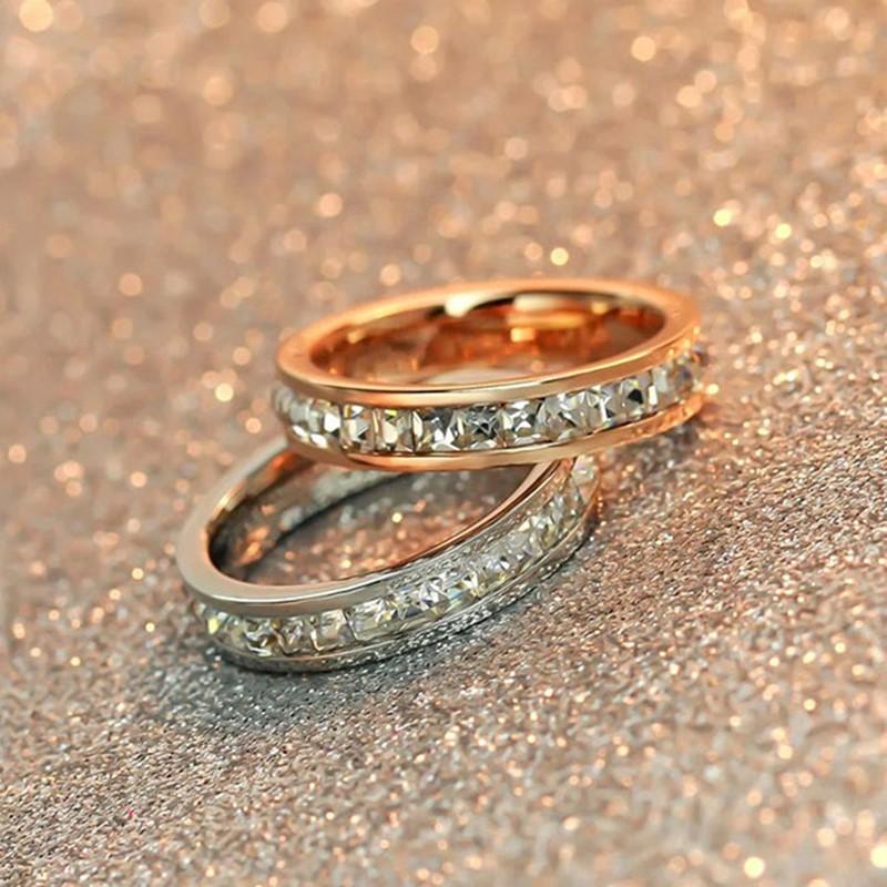 

Stainless Steel Stackable CZ Eternity Ring Wedding Band for Women Girl Size 3-10 10 срібний
