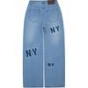 New MLB New York Yankees Old Flower Jeans Women's Light Blue 3FDPG0351-50BLL
