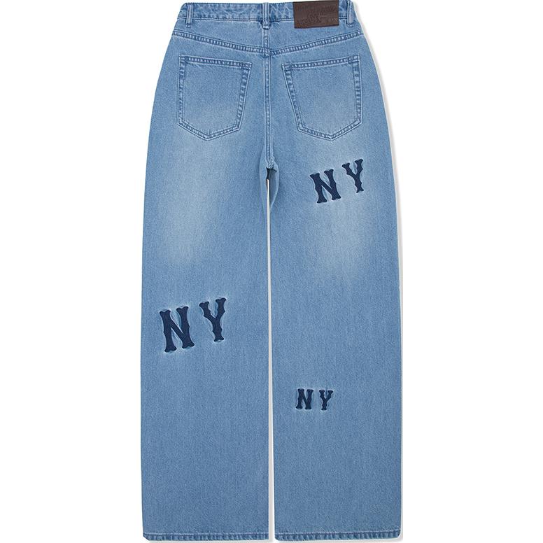 New MLB New York Yankees Old Flower Jeans Women's Light Blue 3FDPG0351-50BLL