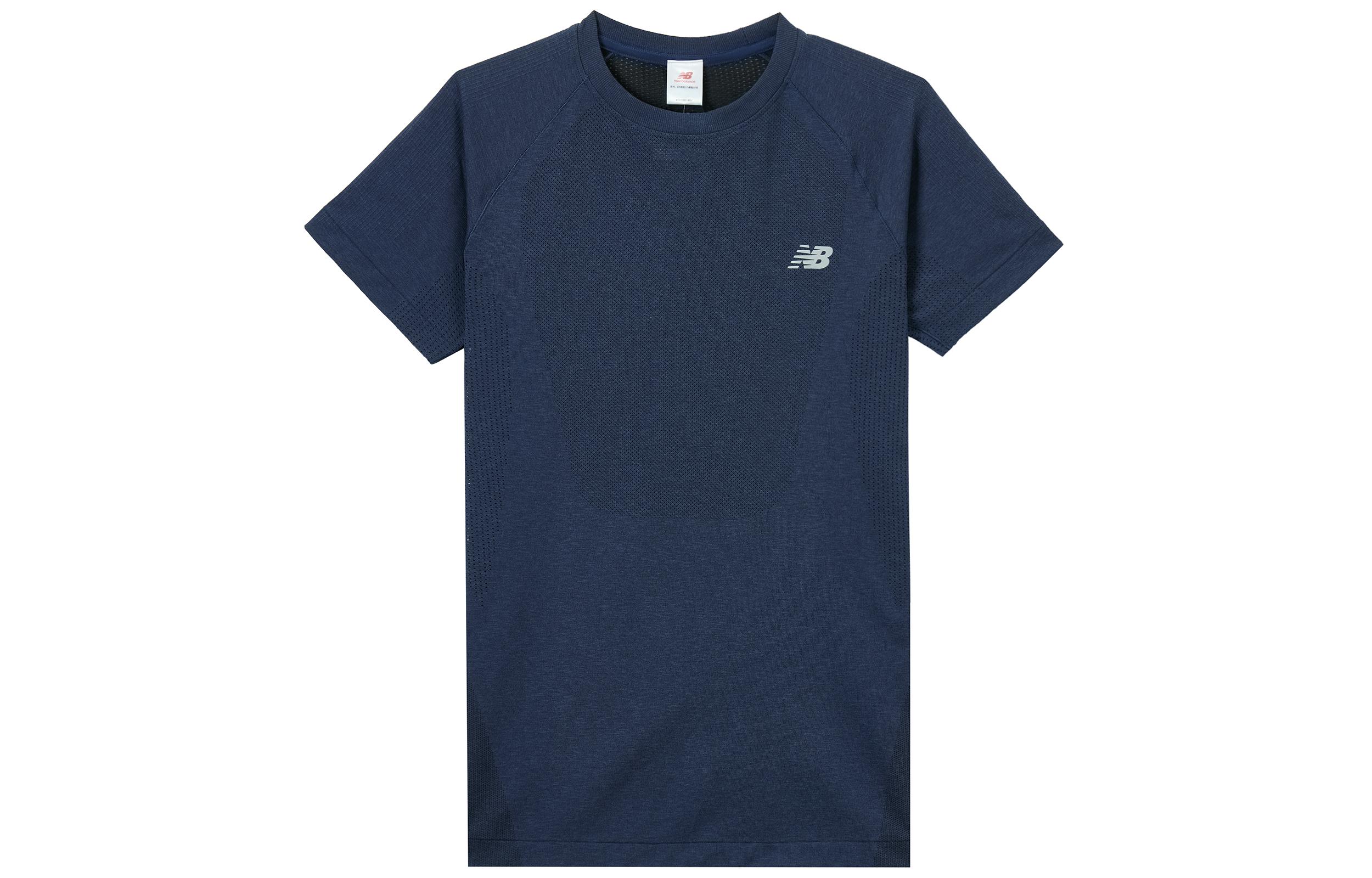 New Balance T Shirts Men s Blue Crew Neck Moderate Straight Fit MT41080-NNY M