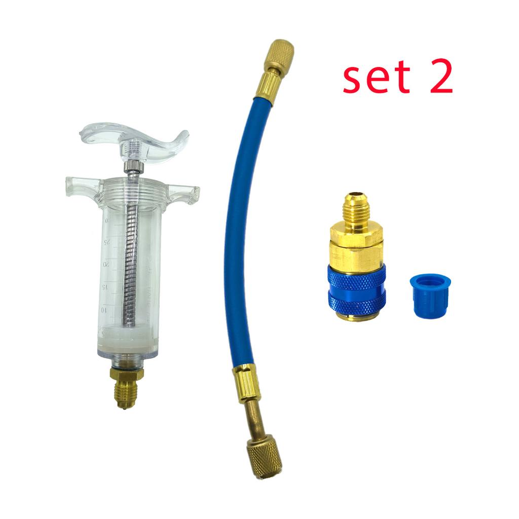 Auto-A/C-Öl-/Farbstoff-Injektor, 30 ml, 1 oz, mit Low-Side-Schnellkupplungsadapter, 1/4 Zoll, Klimaanlage, Kfz-Öler, Injektionsspritze