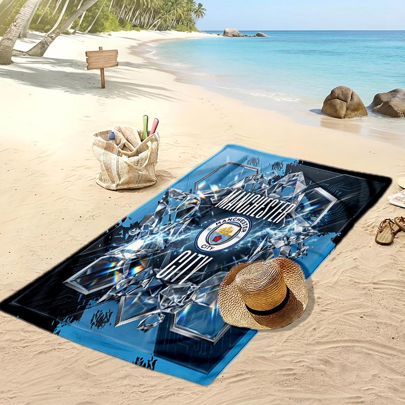 Serviette de plage imprimée Manchester City Séchage rapide Serviette douce Couverture de plage rectangulaire grande portable pour voyage Piscine
