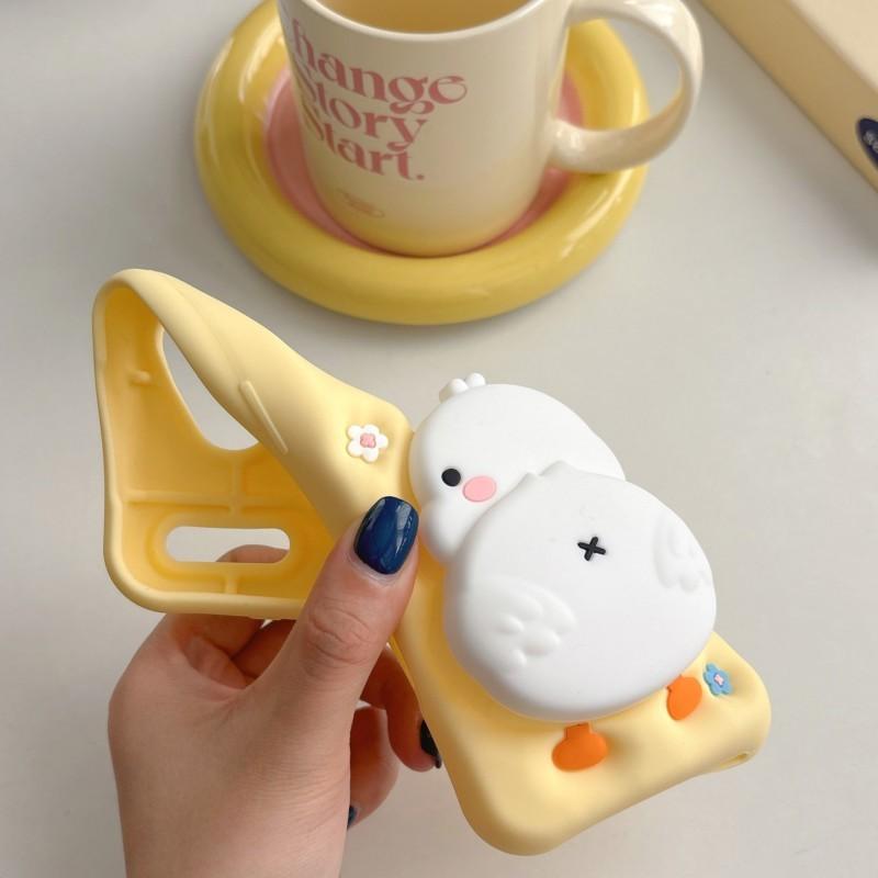 Kawaii 3D Cartoon Duck Soft Silicone Phone Case for iPhone 17 Pro Max 12 13 14 15 16 Pro Max Kids' Shockproof Protective Cover .