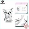 BISAER Plata 925 Encanto Lindo Perro Cuentas Perro Salchicha Mascota Animal Colgante Chapado en Platino Apto Mujeres Pulsera DIY Joyería Fina