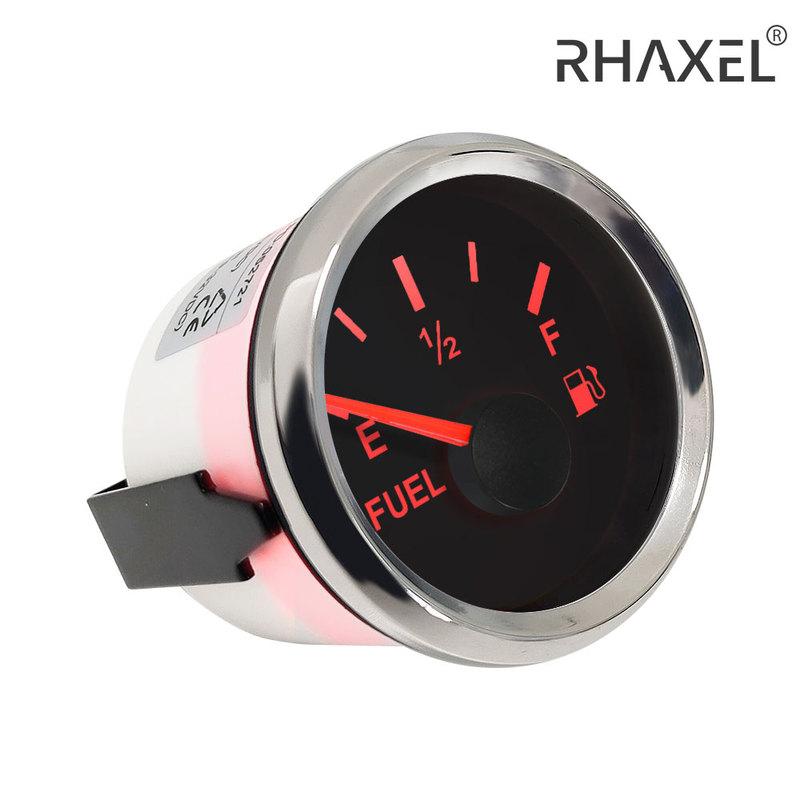 RHAXEL Fuel Level Gauge 0-5V Signal 52mm (2'') with Red Backlight 9-32V for Motorcycle Vessels