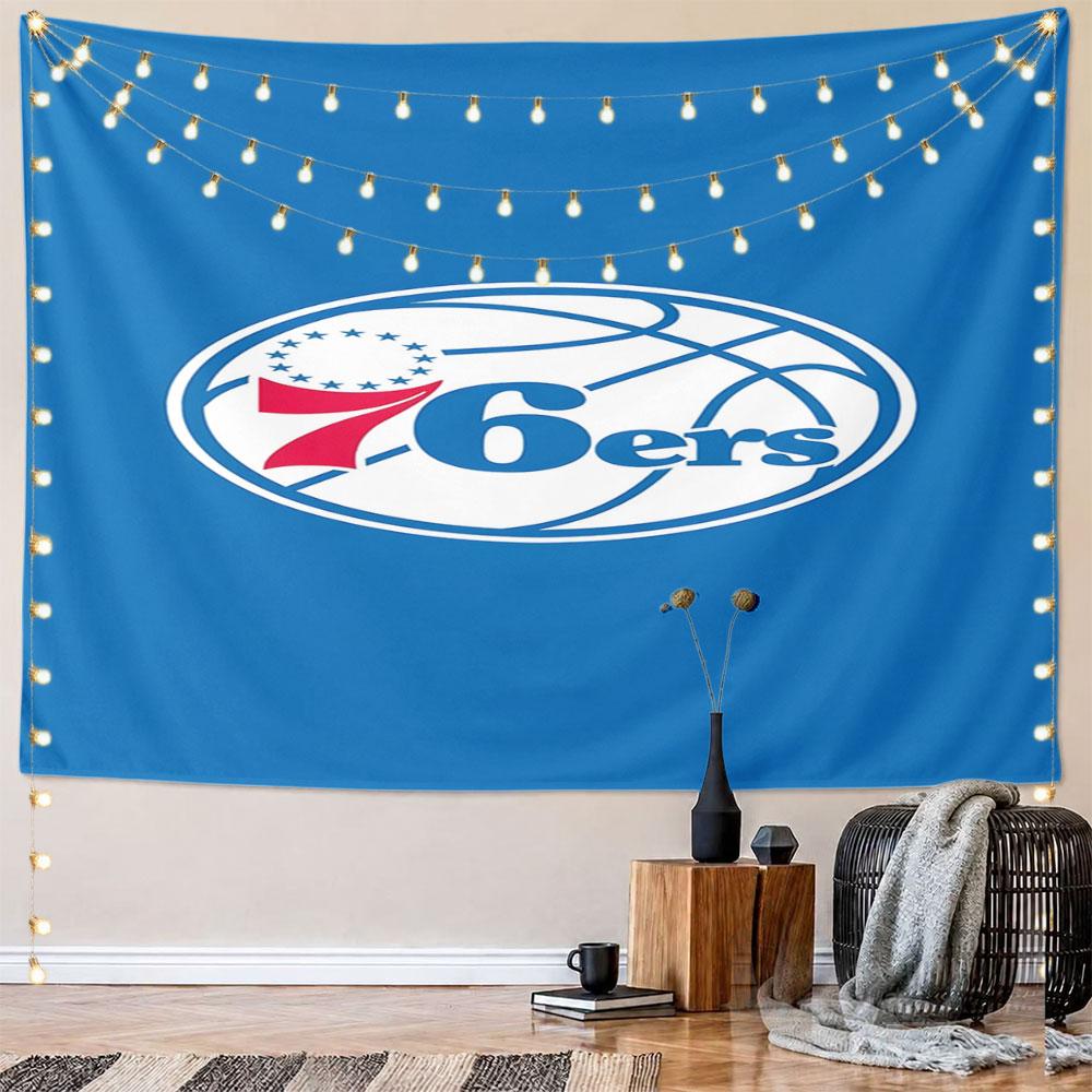 Philadelphia 76ers Basketball Logo Design Pattern Wall Hanging Tapestry Decorative Tapestry Home Decor for Bedroom and Living Room