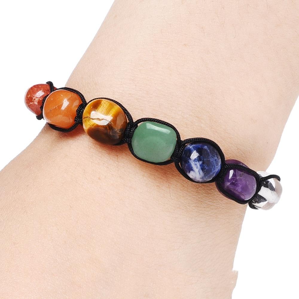 Fashion Irregular Black Hematite 7*9mm Natural Crystal Beads Chakra Healing Yoga Woven Adjustable Bracelets for Women Men Girls