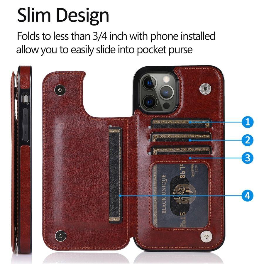 Leather Wallet Phone Case for Apple iPhone 17ProMax- PU Leather Card Holder Magnetic Flip Shockproof  Full Cover Cases On iPhone 17/16/15/14/13/12/11