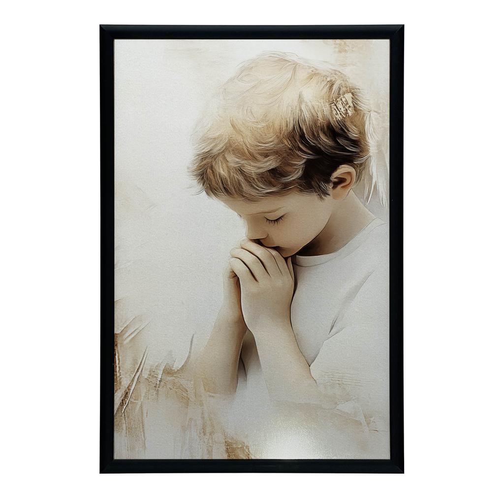 Plakat Modlący Się Aniołek Plakat Modlący Się Aniołek, 40X50 Cm, Rama Aluminiowa Złota, Papier Matowy 230 Gsm