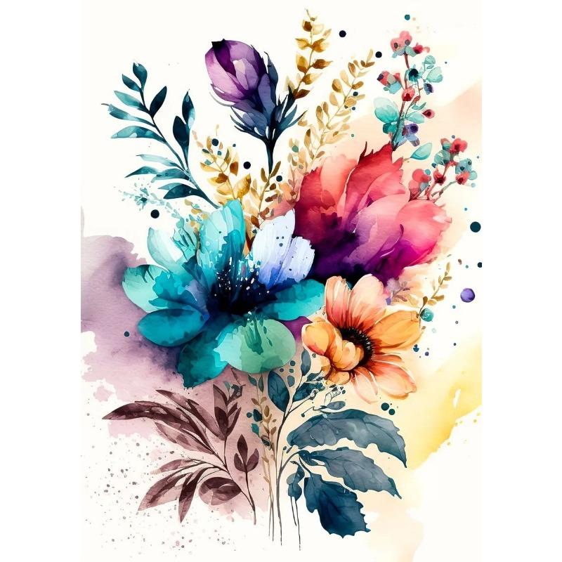 Watercolor Style Flowers Books Landscape Art Poster Canvas Painting Wall Prints Picture for Living Room Home Decor