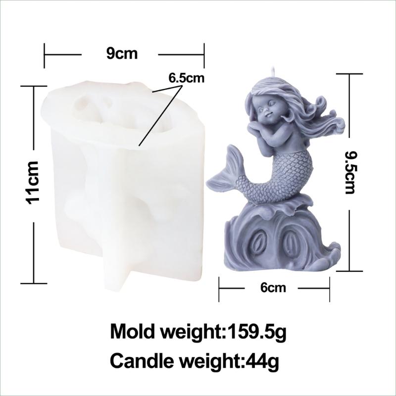 Mermaids Candle Silicone Mold Human Girl Soap Resin Plaster Mould Cake Chocolate Making Sleep Girl Statue Desktop Decor