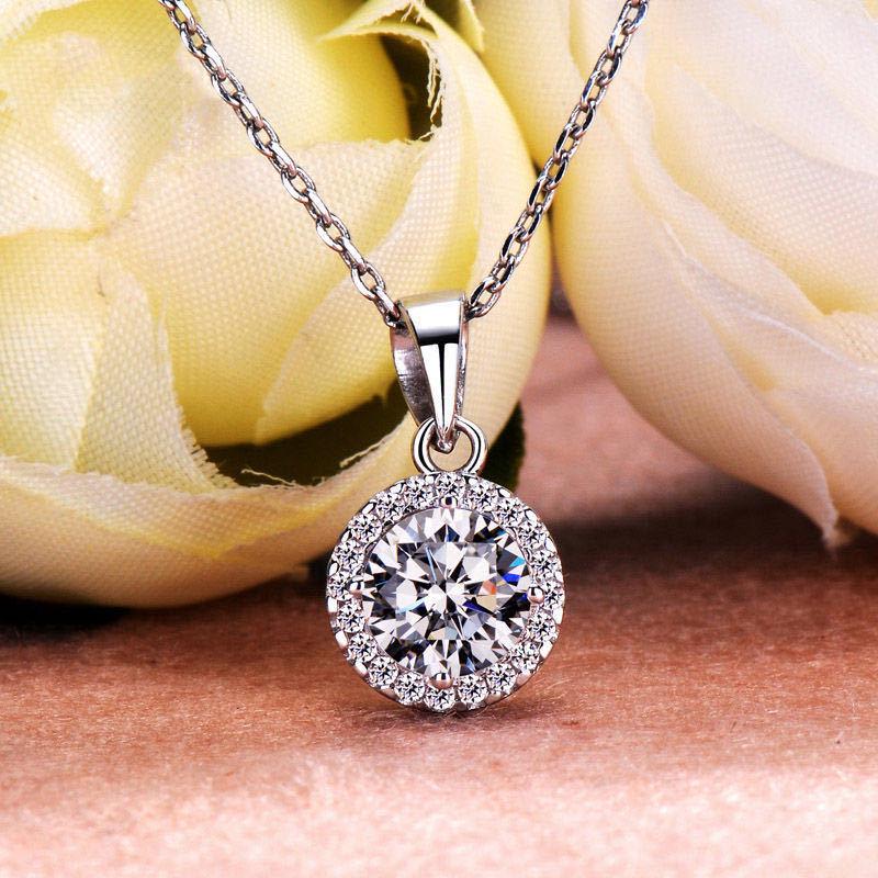Authentic Round Cut Moissanite Pendant with Certificate, Diamond Tester Compatible, and Appraisal Ready. 1 Carat Moissanite Pendant