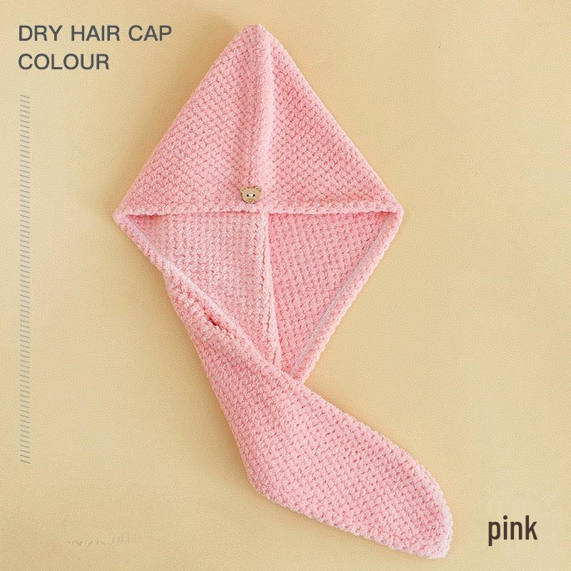 

Women s Quick-Dry Coral Fleece Hair Cap - Thick, Super Absorbent, Non-Shedding 25x65 cm розовый