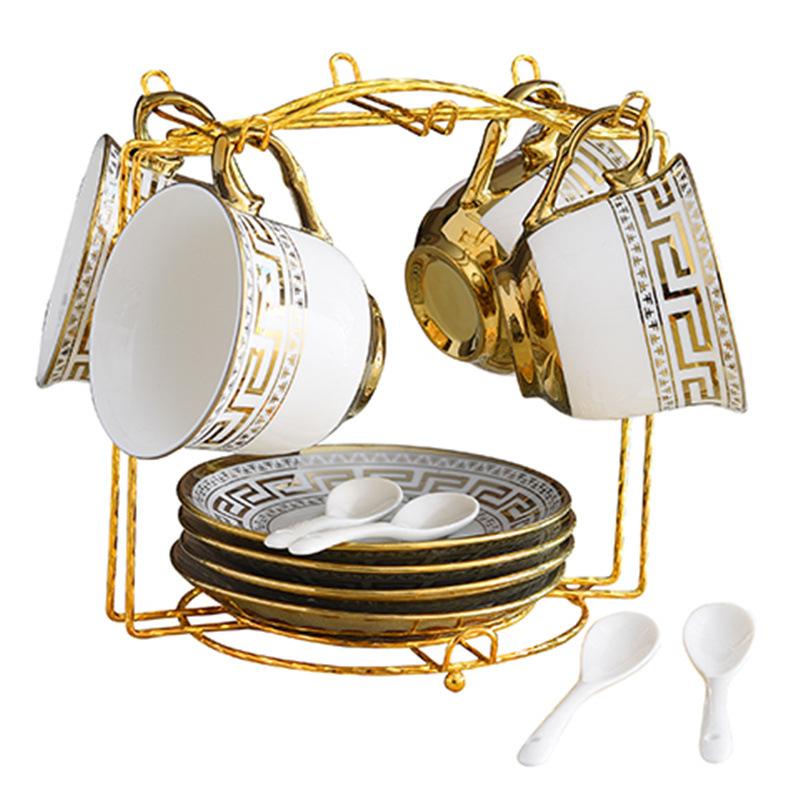Gold-Plated Edge European Creative Household Tea Set Ceramic English Coffee Cup Saucer Set