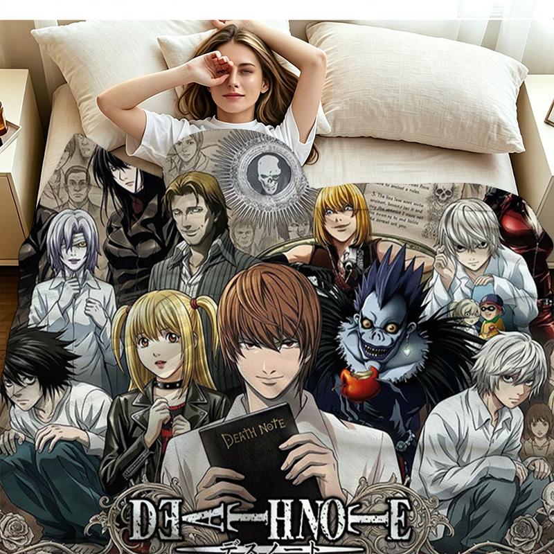 Anime DEATH NOTE Print Flannel Blanket High Quality Warm Comfortable Cover for All Seasons Perfect for Gifts Home Decor