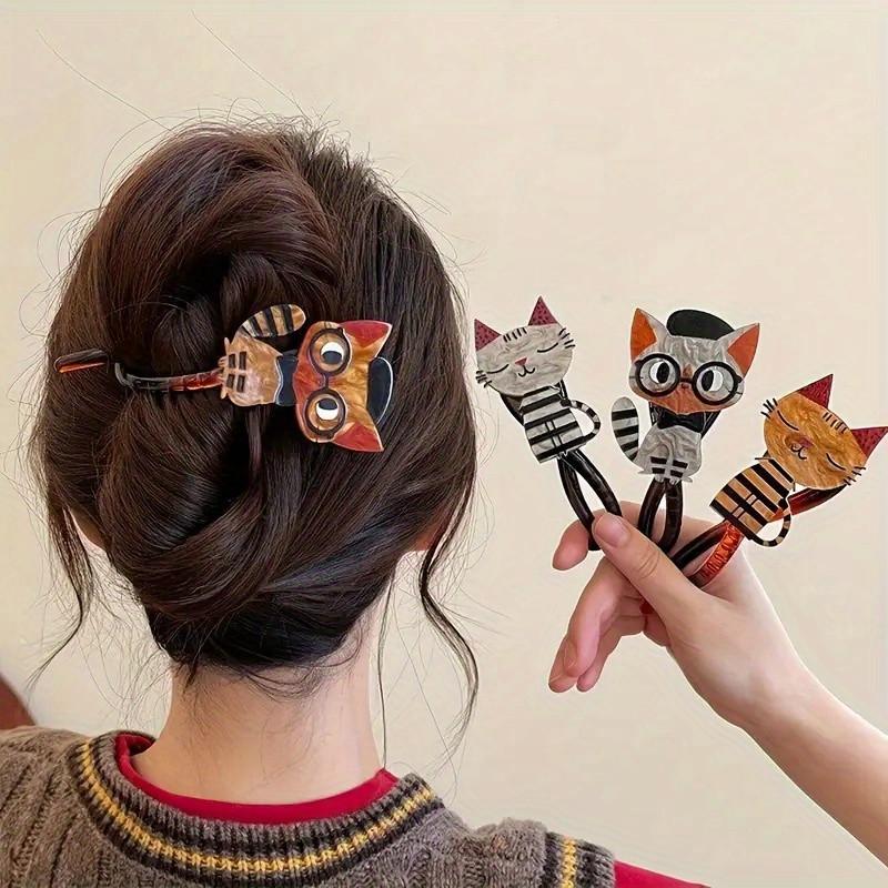 Cute Cartoon Cat Hair Clip Women Versatile High-end Twist Clip Creative Sweet Hair Accessories