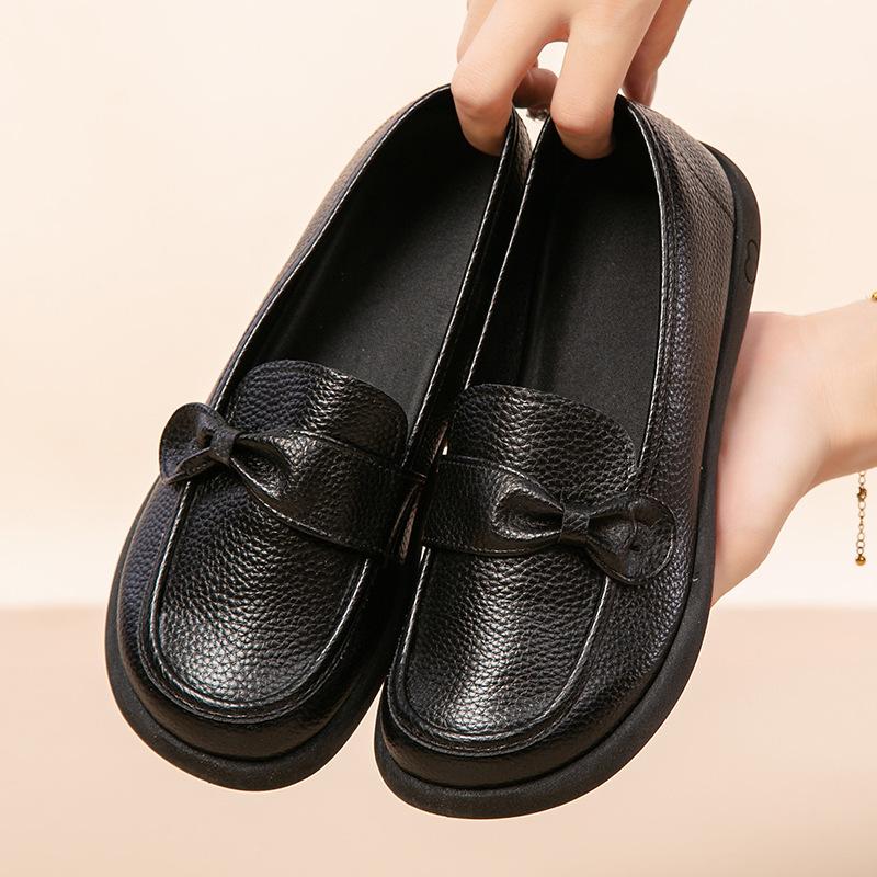 Spring new soft-soled black single shoes comfortable British style soft leather small versatile leather shoes