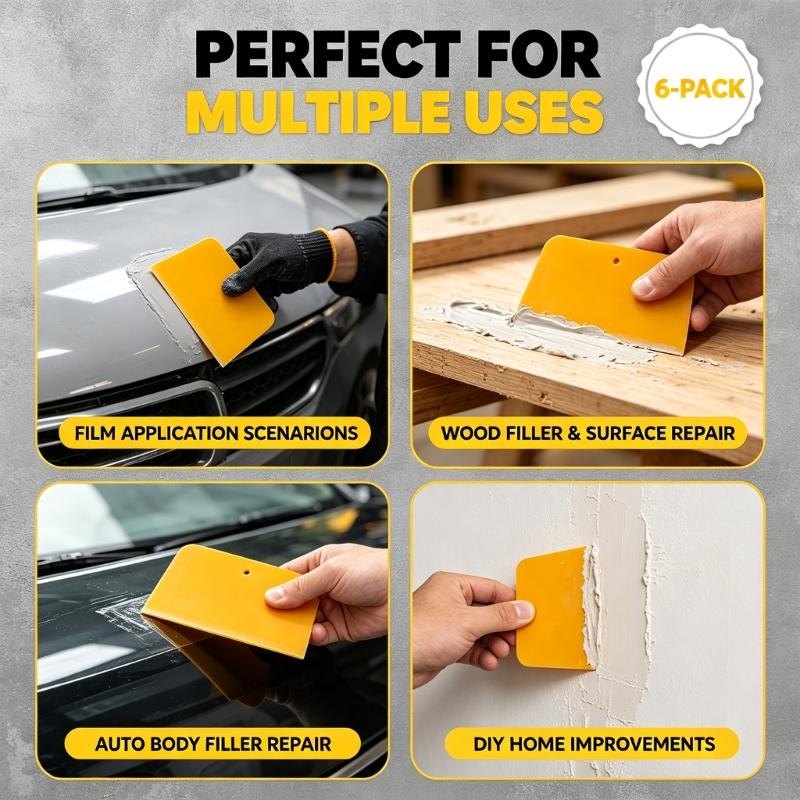 Plastic Film Scraper Set Flat Squeegee Body Filler Spreader for Auto Film Fitting, Clear Film Application and Panel Wiping