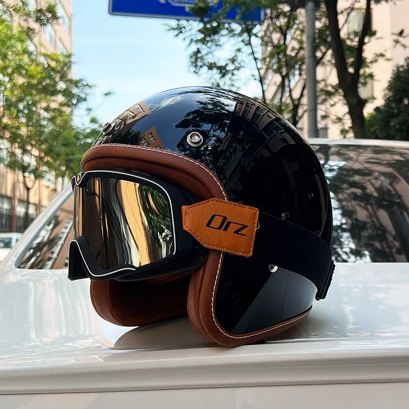 Vintage Motorcycle Helmet 3/4 Half Helmet Certified Motorcycle Helmet for Men and Women