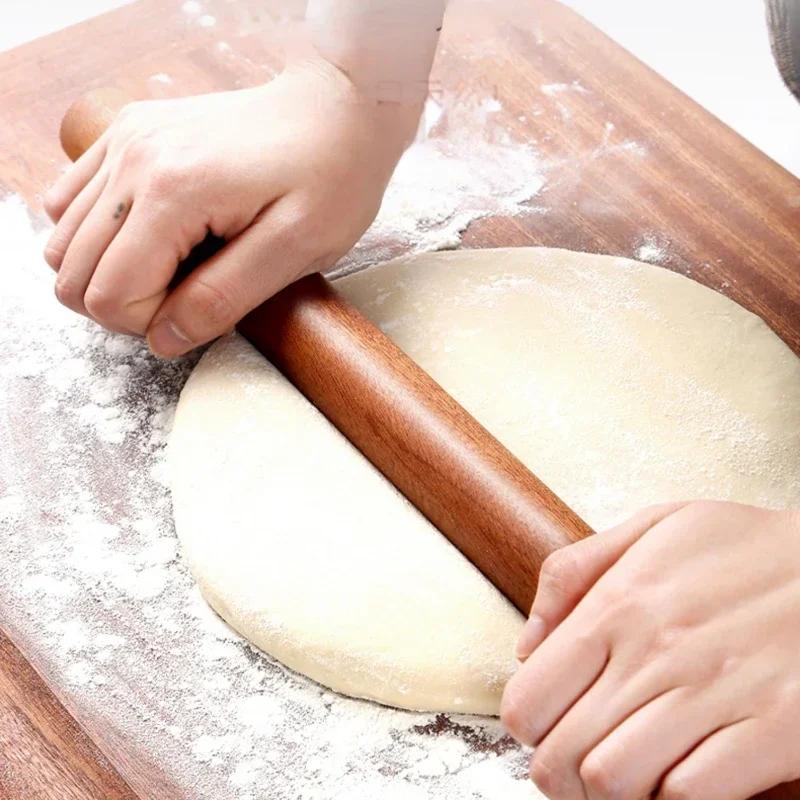 30/50/60cm Household Dumpling Skin Wrapped with Sapi Solid Wood Rolling Pin, Ebony Large Extended One-piece Molding Rolling Pin