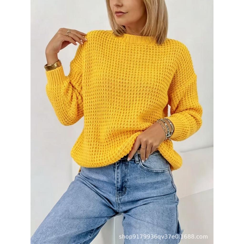 European American Fashion New Hollow-out Hole Knitted Pullover, Simple Comfortable Spring Autumn Fashion Top