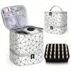 Women's Double Layer Nail Polish Storage Bag Waterproof Cosmetic Makeup Toiletry Bags for 30 Bottles Cosmetic Organizer