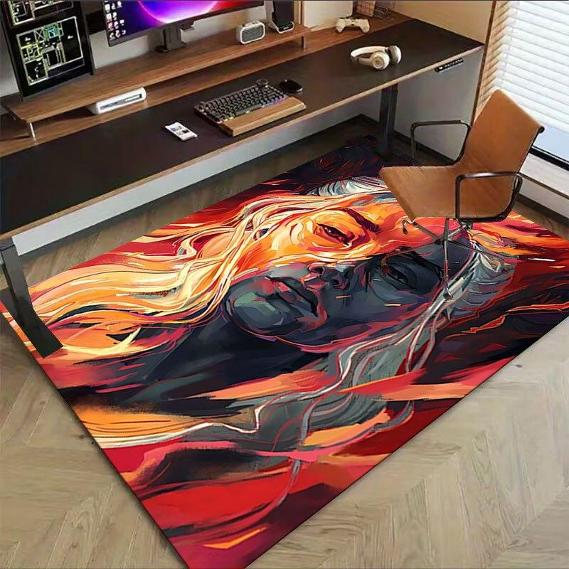 1 Stück Feuer und Blut Büro Teppich Stuhlmatten, Heimdekor Matte Fantasy Thema Matte Langlebige Matte, Drachen Dekor, Geeignet für Fantasy-Themen-Liebhaber