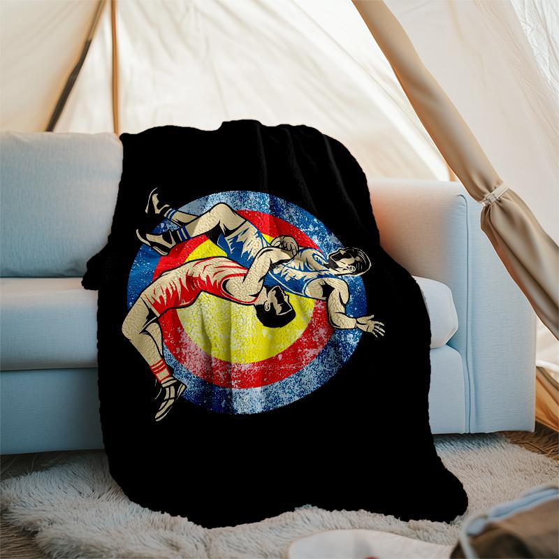 wrestling Theme Printed Blanket - Perfect for Couch, Bed, Travel & Outdoor Use | Machine Washable, Cozy & Durable.