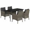 5-Cz. Gartenmöbel-Set mit Kissen, Grau, PE-Rattan
