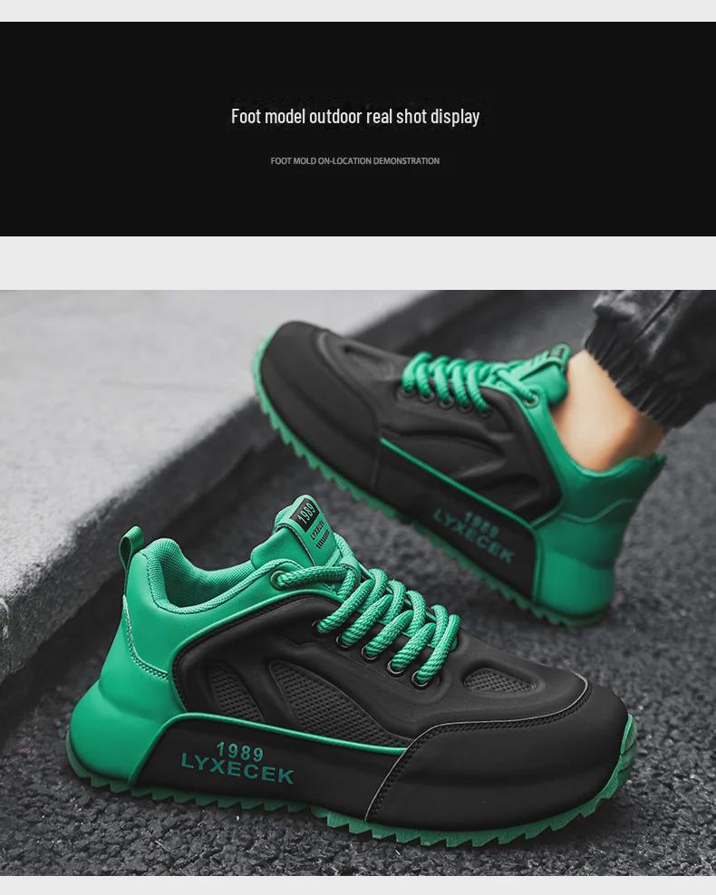 Modne męskie buty sportowe casual ze skóry i siateczki, zwiększające wzrost, na rok 2024