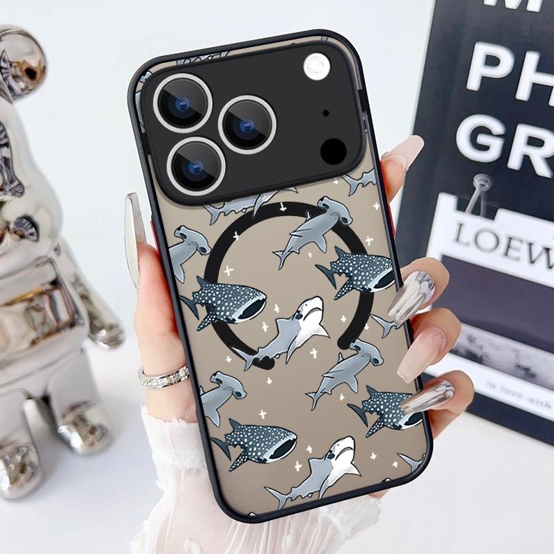 Sea Turtle Conch Whale Pattern Case For iPhone 17 Pro Max Magnetic For Magsafe Hybrid TPU+PC Matte Cover For iPhone 16 Pro Max 15 14 13 12 11 16E Air