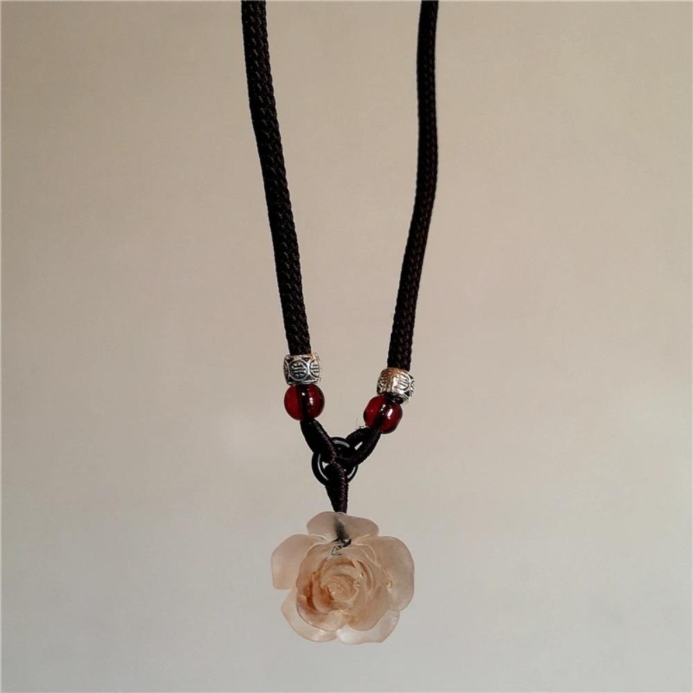 

Ожерелье ручной работы в богемном стиле, ожерелье-цепочка из бусин, модное ожерелье с цветком из смолы, ювелирное изделие B