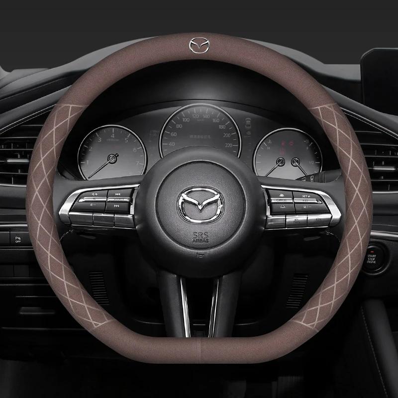 

2025 Hot 38CM Suede Leather Car Steering Wheel Cover Accessories For Mazda 2 6 3 CX5 CX80 CX70 CX90 MX30 CX60 CX50 CX30 BT50 e-T