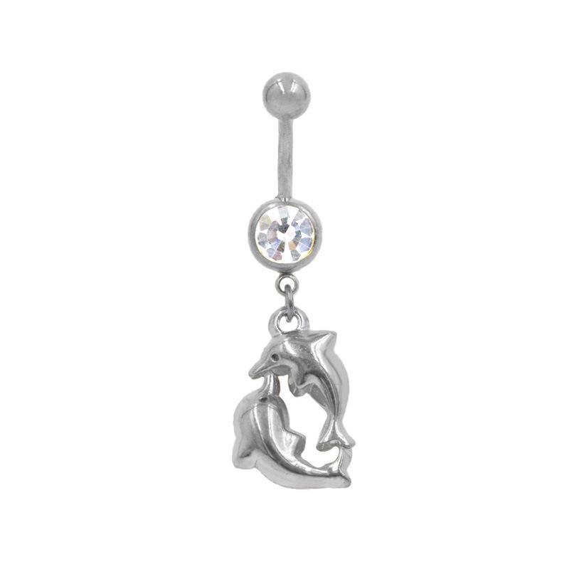 Gaibei Edelstahl Seepferdchen Bauchnabelpiercing mit buntem Diamanten - Modischer Piercing Schmuck