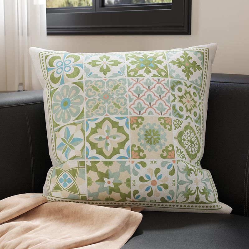 45x45cm French Style Throw Pillow Covers with Insert, Linen Blend Decorative Cushions for Sofa Bed Living Room