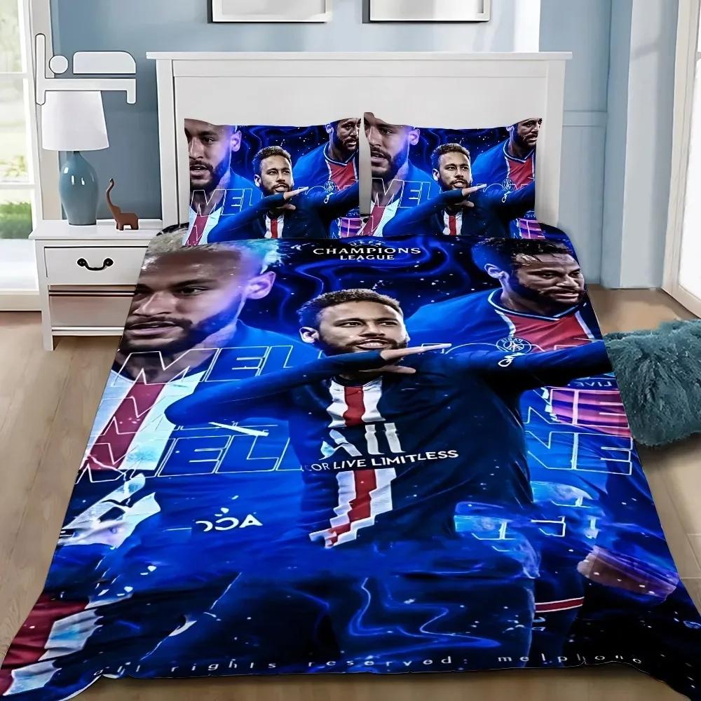 Povlak na peřinu a povlak na polštář Fotbalová hvězda Neymar Povlečení pro dospělé Chlapce Dívku Dekorace ložnice Jednolůžko Dvojlůžko Plná Velikost Královská Velikost