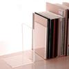 4Pcs Book End Transparent Acrylic Bookends Smooth Surface L-Shaped Book Storage Rack School
