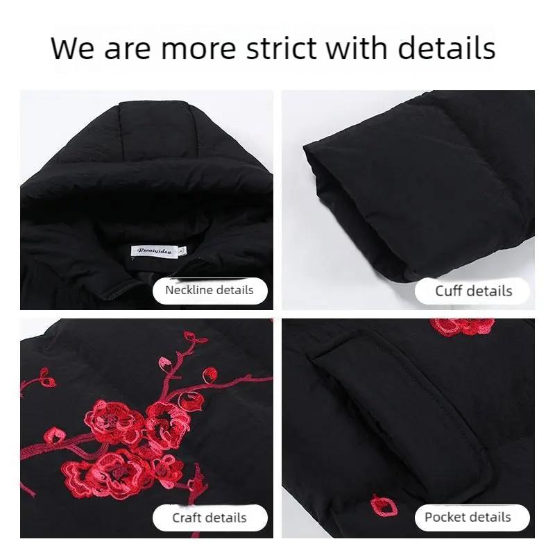 Winter Women's Printed Padded Coat Plus-size Hooded Long Padded Coat