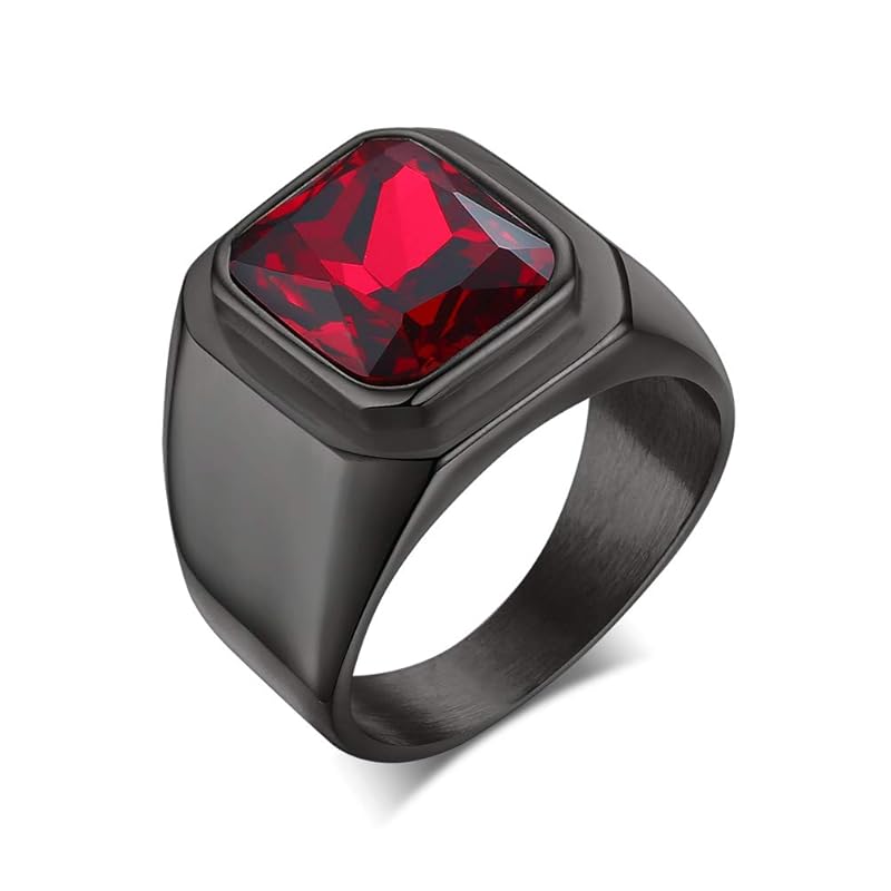 

[Rockyu] ring men s black black fashionable stainless onyx seal stand ring edge signet ring Lord of the Rings fashion accessories