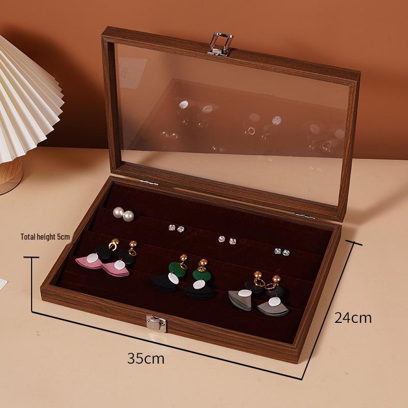 Walnut Wood Jewelry Storage Box with Lid for Bracelets, Necklaces, Rings, and Earrings