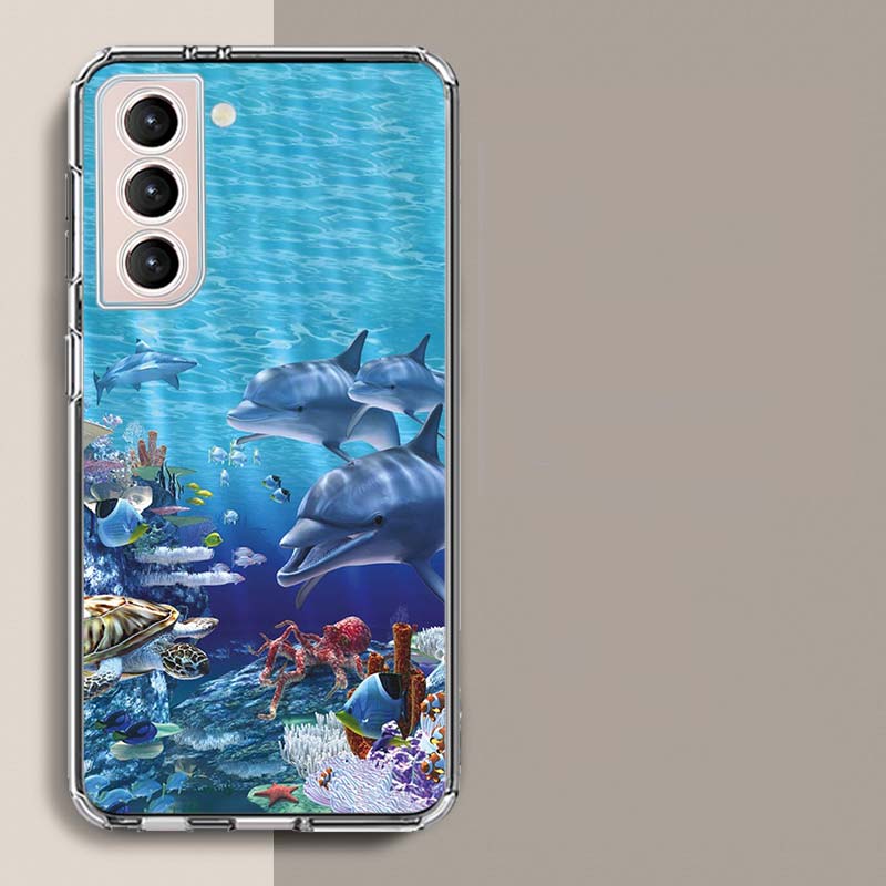 Deep sea turtle dolphin landscape Phone Case For Galaxy A14 A24 A34 A54 Samsung A02S A12 A22 A32 A42 A52 A72 A13 A33 A53 5G A03