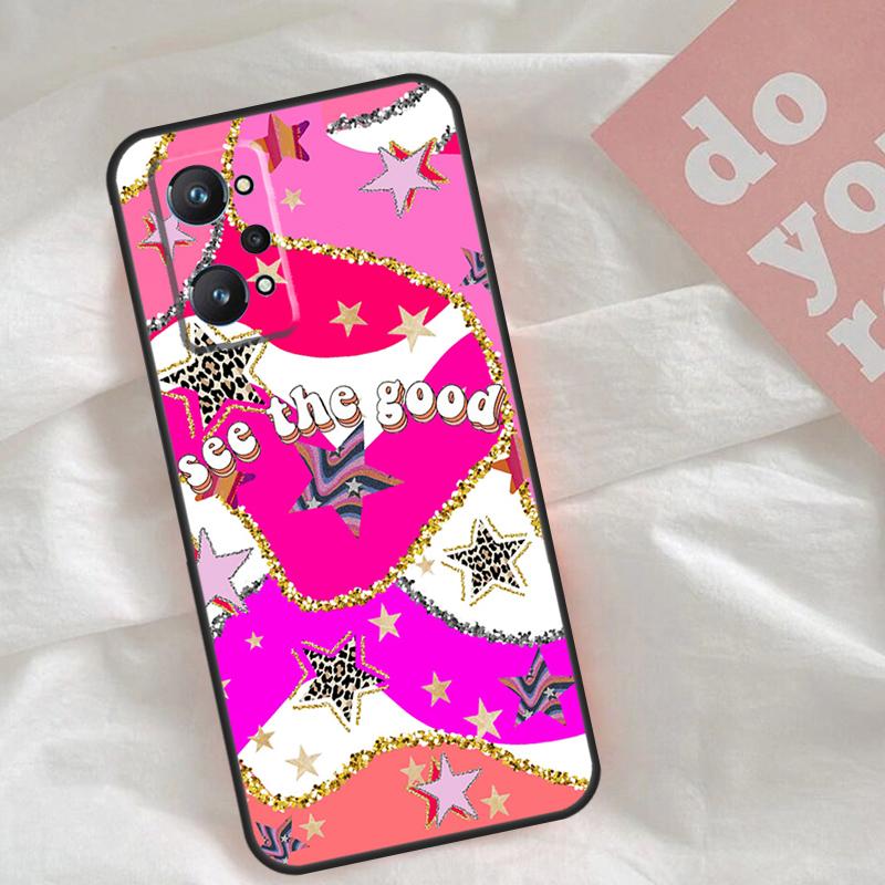 preppy stars lightning pink Case For Realme C75 C63 C61 C65 C67 C55 C51 C53 C35 C71 15 11 12 13 14 Pro Plus GT6 GT7 Pro