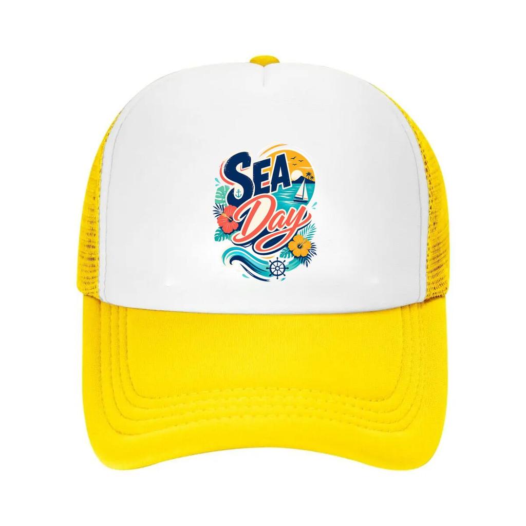 Tropical Sea Day Sunset Lettering Mesh Baseball Cap Casual Hat Outdoor For Womens Unisex FeUnisex