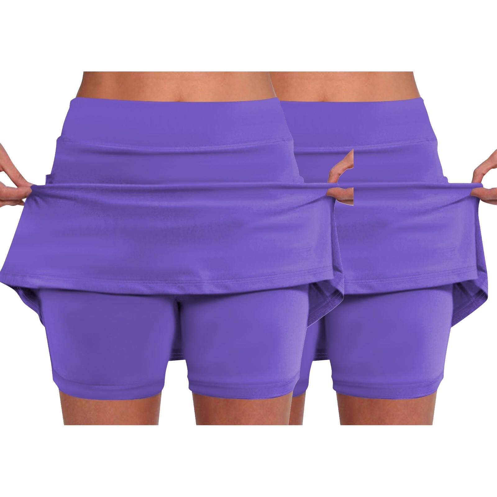 

2 шт. эластичные брюки-кюлоты для йоги для женщин, однотонные спортивные шорты, легкие узкие однотонные бегуны с высокой талией XL фиолетовый