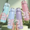 1PC Sport Number 28 Trophy Badge Print 750ml Color Plastic Sports Water Bottle Leakproof Flip Straw Lid Suitable for Sports Office Home Use