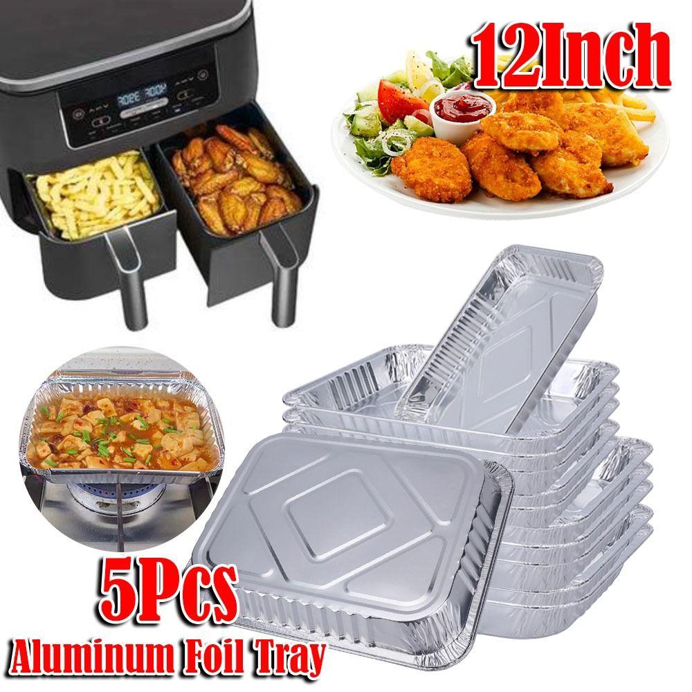 5Pcs Non-stick Food Tin Foil Tray Square Baking Tray Aluminum Foil Box  Oven BBQ Baking Tools