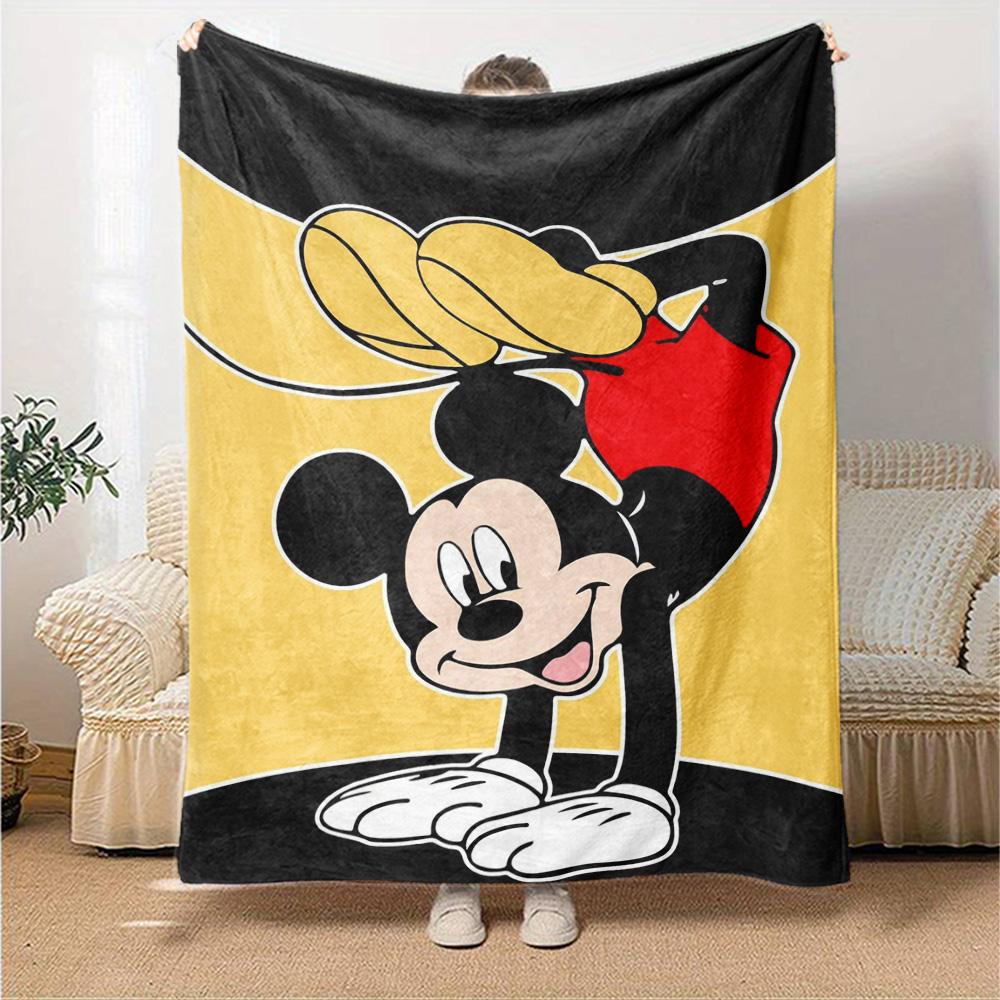 Mickey Mouse Action Flannel Blanket Super Soft Warm Cozy Blanket For Sofa Bed Office Travel Allseason Home Decor Gift