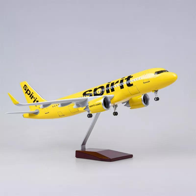 

47см Модель самолета 320NEO Spirit Airlines A320 NEO Подарок для авиационного энтузиаста Смоляной самолет с колесами и светодиодной подсветкой NO LED