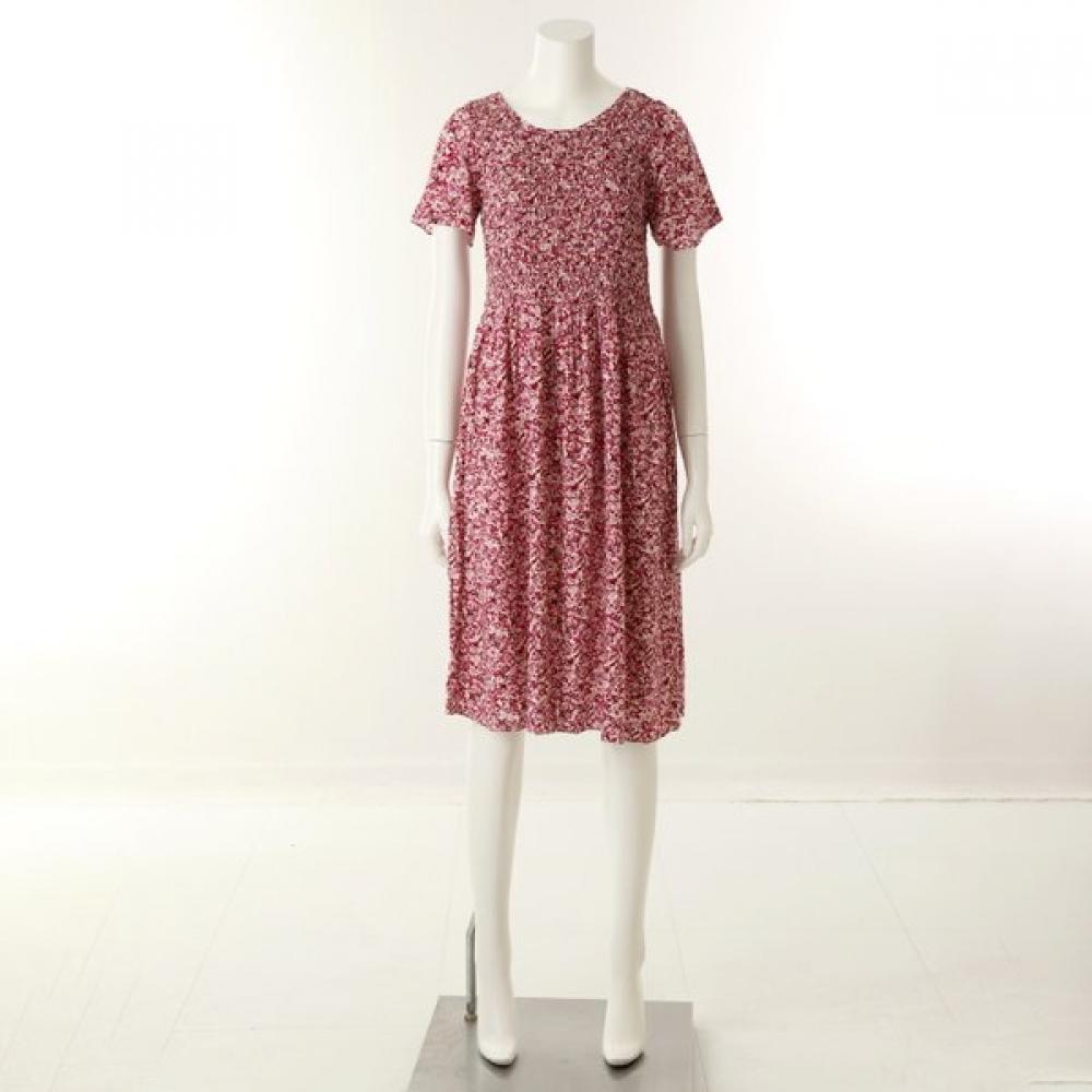Wacoal Floral Print Smocking Easywear Dress Wgn7172 100(88)